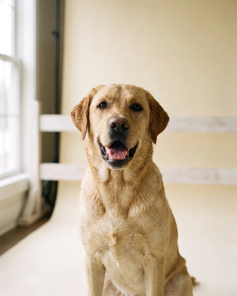 Freshly groomed Labrador Retriever portrait