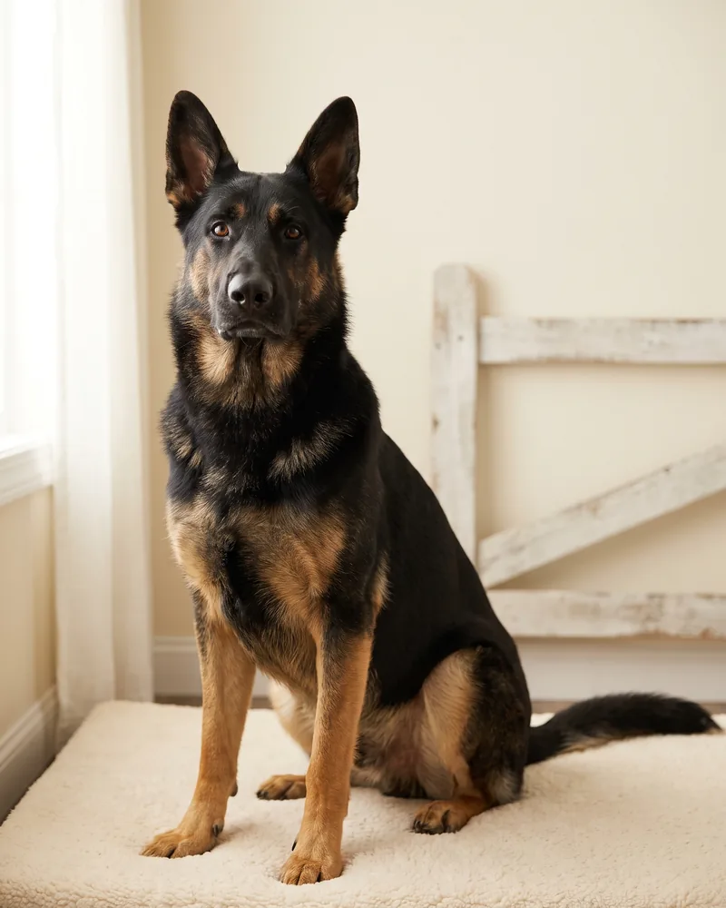 Freshly groomed German Shepherd portrait